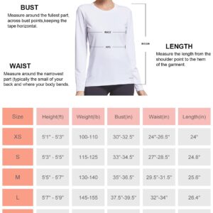 BALEAF Women's Long Sleeve Workout Tops Moisture Wicking Running Athletic Activewear UPF Tops Lightweight Soft White Size M