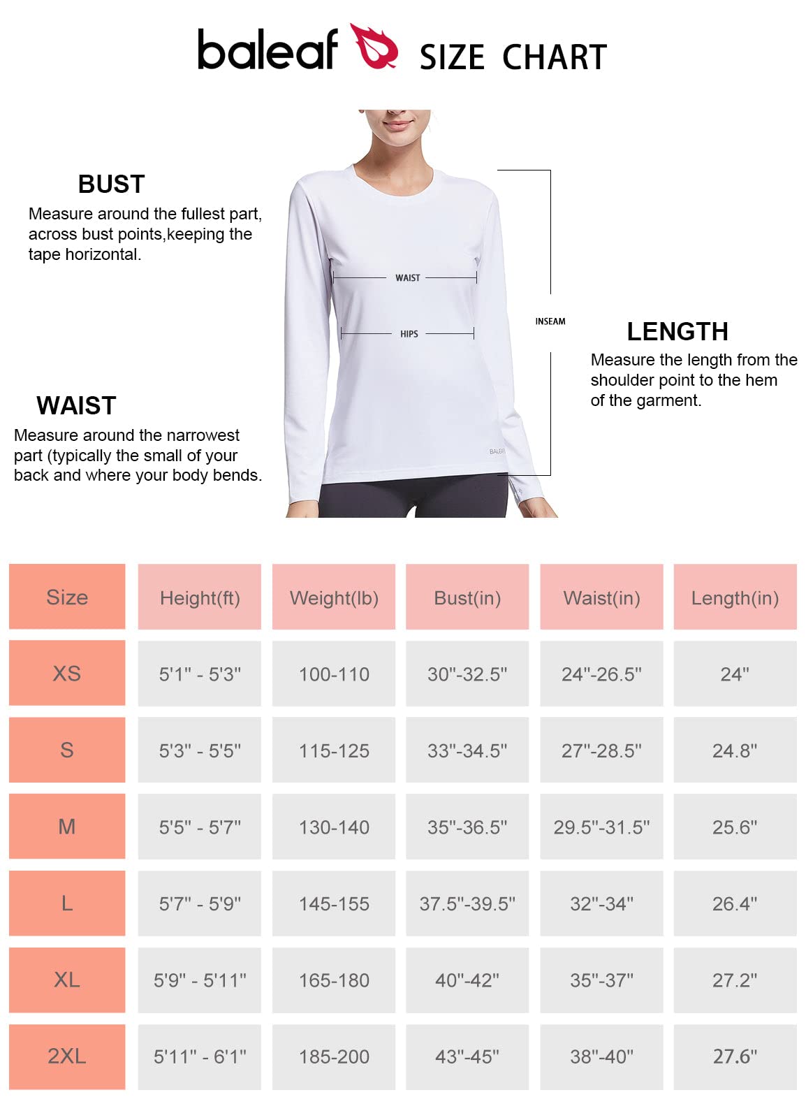 BALEAF Women's Long Sleeve Workout Tops Moisture Wicking Running Athletic Activewear UPF Tops Lightweight Soft White Size M