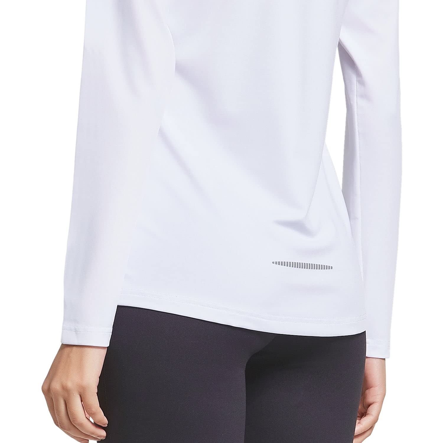 BALEAF Women's Long Sleeve Workout Tops Moisture Wicking Running Athletic Activewear UPF Tops Lightweight Soft White Size M