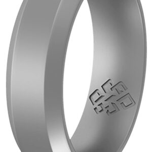 Knot Theory Silver Silicone Ring for Men Women - Breathable Bevel Comfort Fit 6mm Wedding Band Size 14