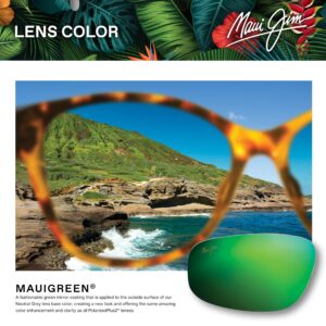 Maui Jim Men's Local Kine Polarized Wrap Sunglasses, Black/Tran Green/Lt Trans Grey/MAUIGreen®, Large