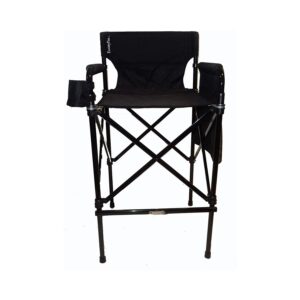 Tuscany Pro Houdini Tall Director Chair - Quad Style, Super Compact Telescopic Folding Design with Jet Black, Anodized Aluminum Frame - Your Name/Logo Imprinted