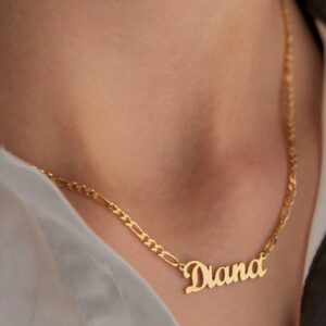 Personalized Name Necklace Customized Nameplate Necklace with Heart Pendant 18K Gold Plated Custom Name Necklace