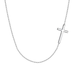 ever faith 925 sterling silver simple church sideways cross pendant choker necklace birthday/mothers day/valentines day/christmas jewelry gift for womens