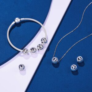 NINGAN C Letter Alphabet Charm 925 Sterling Silver A-Z Initial Beads Fits Europeans Bracelet and Necklace