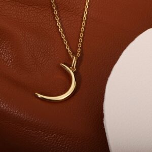 Moon Necklace Dainty Gold Necklaces for Women Sterling Silver Necklace (gold)