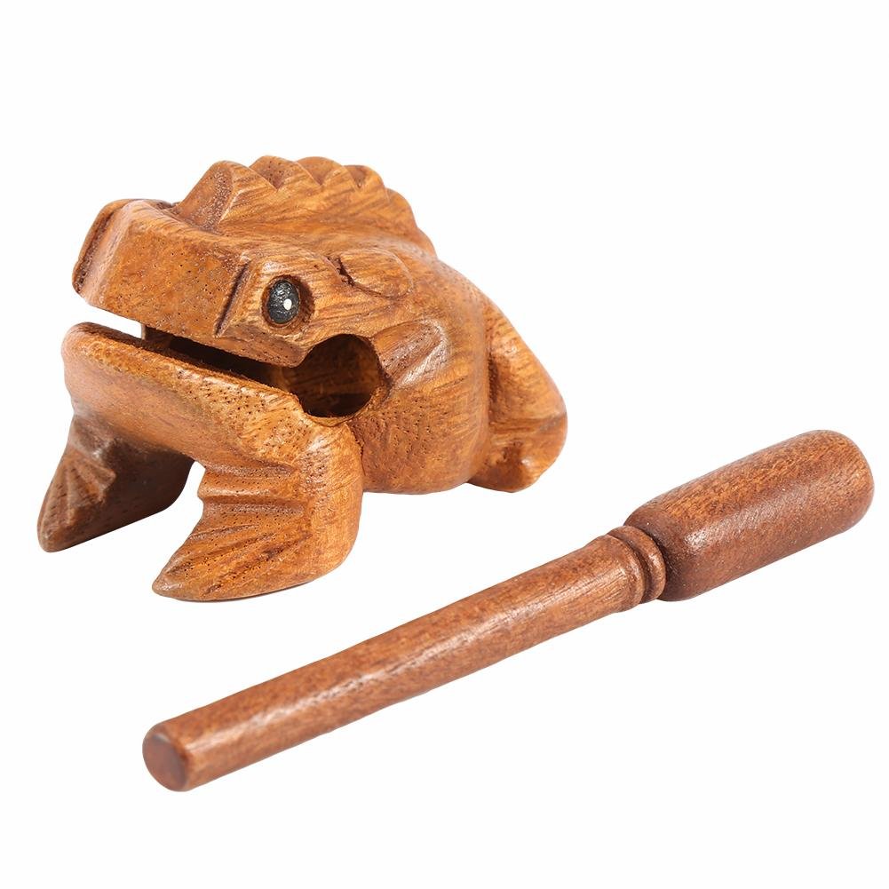 Zyyini Wooden Frog, Thailand Traditional Craft Wooden Lucky Frog Croaking Musical Instrument for Home Office Decor(8.8CM)