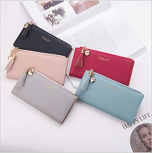 Chic Boutique De Mode Wallets For Women Credit Card Holder Slim Coin Purse Thin Large Capacity Zip Clutch Cute Minimalist Leather Cell Phone Case For Girls Ladies (Black)