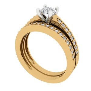 Clara Pucci 1.20ct Round Cut Solitaire Lab Created White Sapphire Engagement Promise Anniversary Bridal Ring Band set 14k Multi Gold 9.75