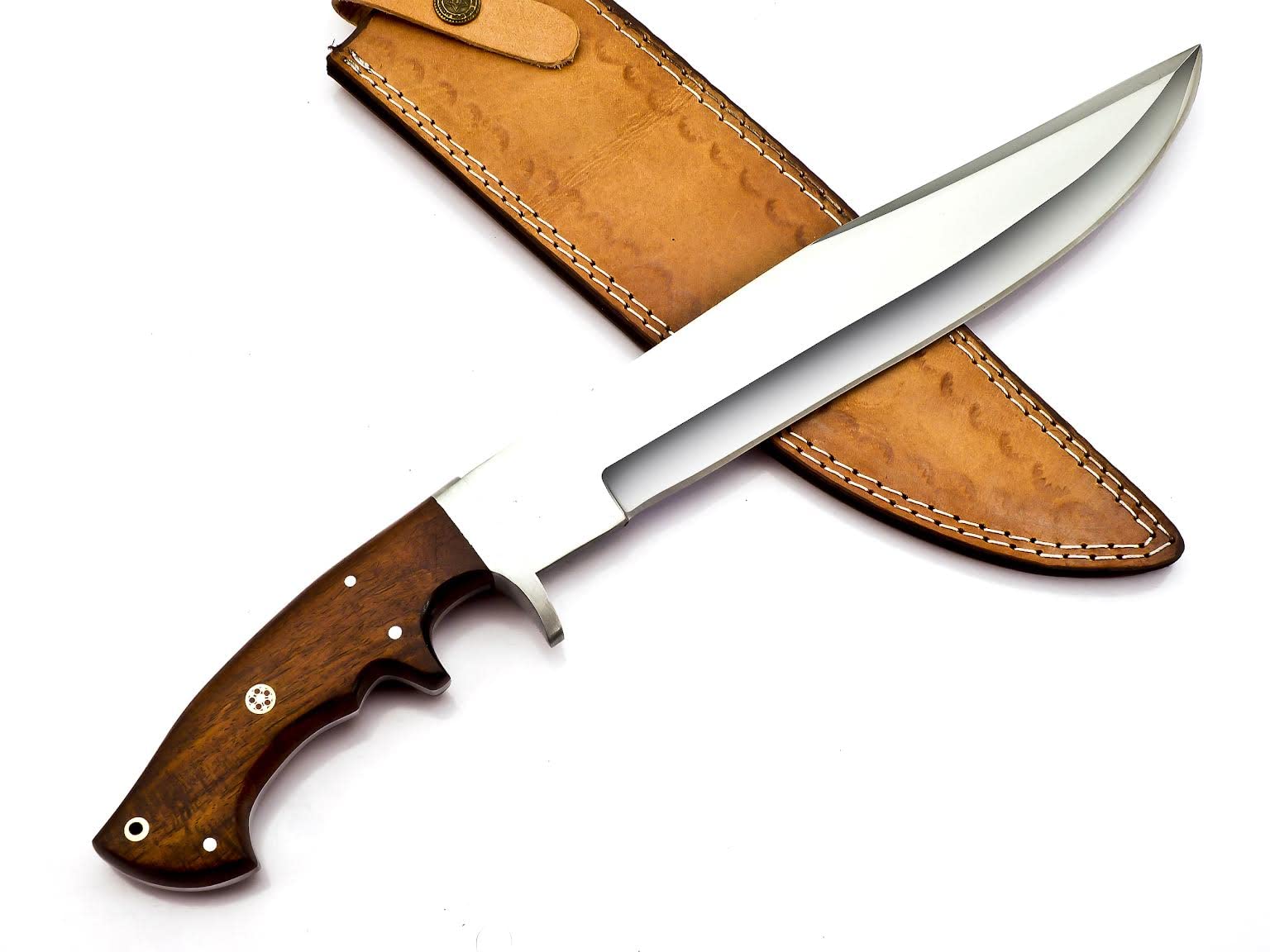 UK UNIQUE SHARP KNIVES D2 Stainless Steel BK-3046 Handmade 16.00 Inches Full tang Hunting Knife -Beautiful Rose Wood Handle