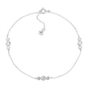 silpada .925 sterling silver anklet for women, cubic zirconia ankle bracelet, jewelry gift idea, 'clarity loll', 9" + 1"