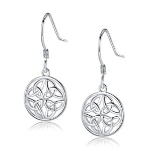 gemsme 18k white gold plated celtic knot round hook drop dangle earrings hypoallergenic jewelry for women