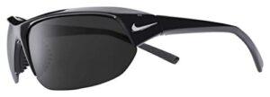 nike skylon ace p polarized rectangular sunglasses, shiny black/silver, 69 mm