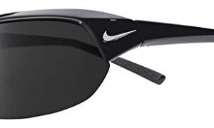 Nike Skylon Ace P Polarized Rectangular Sunglasses, Shiny Black/Silver, 69 mm