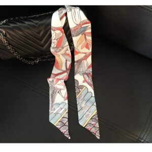 IMLECK Fashion Natural Flower Bird Printing Handbag Handle Ribbon Scarf Neck Scarf for Women