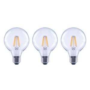 EcoSmart 40-Watt Equivalent G25 Globe Dimmable Energy Star Clear Glass Filament Vintage Style LED Light Bulb Daylight (3-Pack)