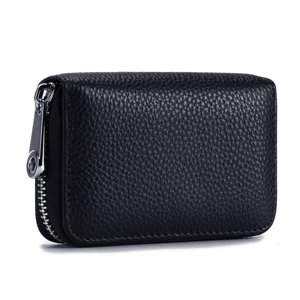 EASTNIGHTS Credit Card Wallet Leather RFID Blocking Credit Card Holder for Men or Women 14 Slots Compact Size (black)