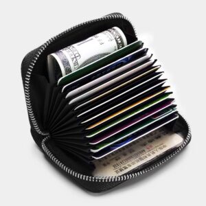 EASTNIGHTS Credit Card Wallet Leather RFID Blocking Credit Card Holder for Men or Women 14 Slots Compact Size (black)