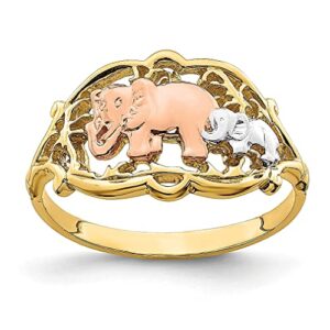 icecarats 14k two tone gold white elephants ring size 7