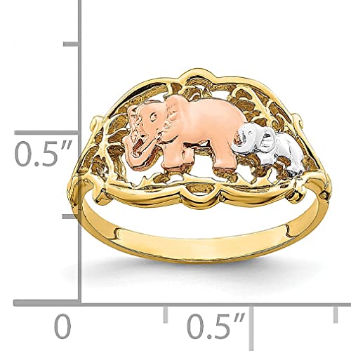 IceCarats 14K Two Tone Gold White Elephants Ring Size 7