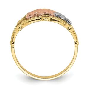 IceCarats 14K Two Tone Gold White Elephants Ring Size 7