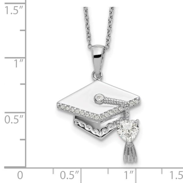 IceCarats 925 Sterling Silver Cubic Zirconia CZ Graduation Cap Chain Necklace