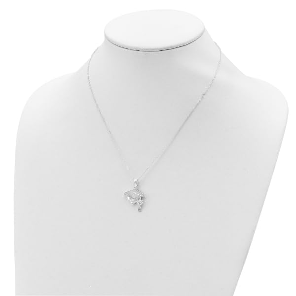 IceCarats 925 Sterling Silver Cubic Zirconia CZ Graduation Cap Chain Necklace