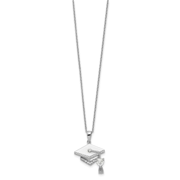 IceCarats 925 Sterling Silver Cubic Zirconia CZ Graduation Cap Chain Necklace