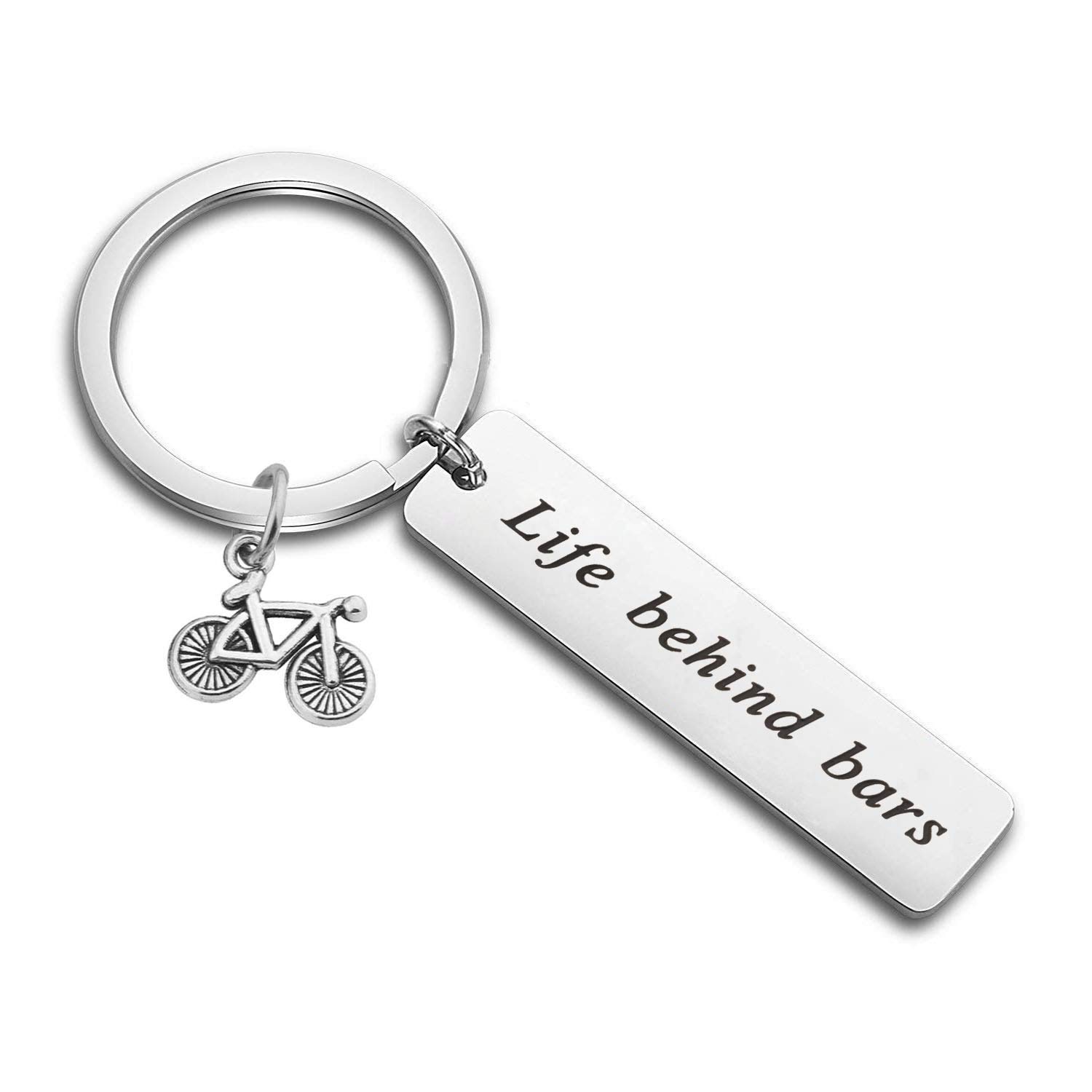 CENWA Funny Biker Lovers Gift Cycling Keychain Bicycle Gift Mountain Bike Ride Gift Life Behind Bars Keychain Gift for Biker Racer(Life Behind Bars)