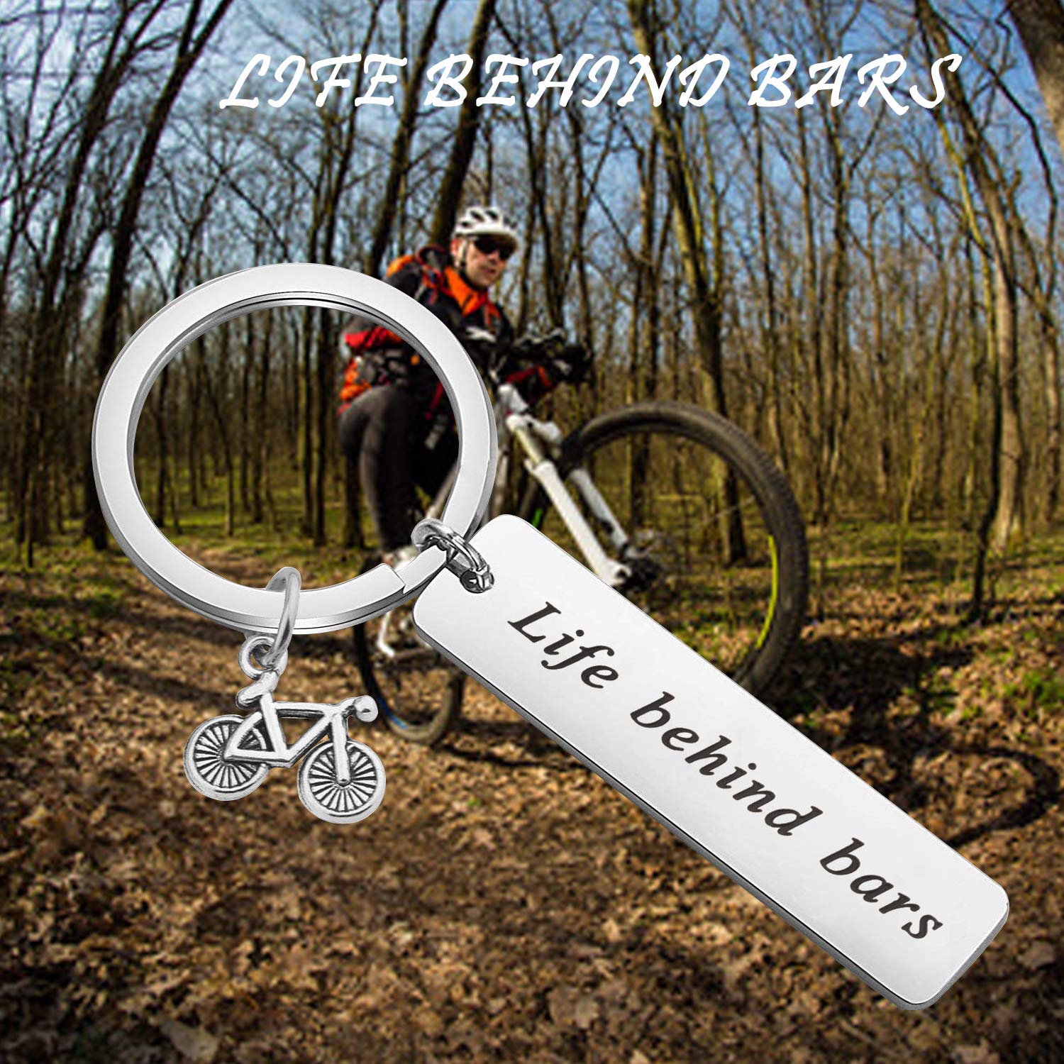 CENWA Funny Biker Lovers Gift Cycling Keychain Bicycle Gift Mountain Bike Ride Gift Life Behind Bars Keychain Gift for Biker Racer(Life Behind Bars)