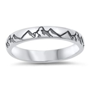 CloseoutWarehouse 925 Sterling Silver Oxidized Mountains Classic Eternity Band Ring Size 10