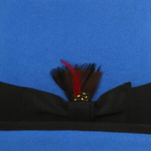 Ferrecci 100% Wool Top Hat with Grosgrain Ribbon and Removable Feather Blue/Black Tall Tophat - Unisex, Men, Women