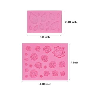 Mity rain Roses Collection Fondant Mold-Rose Flower and Leaves Shapes Silicone Mold for Sugarcraft Cake Decoration, Cupcake Topper, Polymer Clay, Candy, Chocolate, Soap Wax Making Crafting Projects