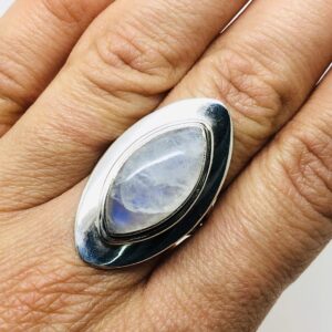 Koral Jewelry Moonstone Vintage Gipsy Ring 925 Sterling Silver Boho Chic US Size 7 8 9 (6)