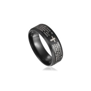 xusamss fashion stainless steel lord's prayer cross band ring