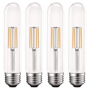 luxrite vintage t9 led tube light bulbs 60w equivalent, 2700k warm white, 550 lumens, dimmable edison tubular light bulbs 5w, clear glass, led filament bulb, ul listed, e26 standard base (4 pack)