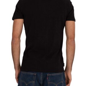 Superdry Mens Core Logo Tag T-Shirt, Slim Fit, Black Size S