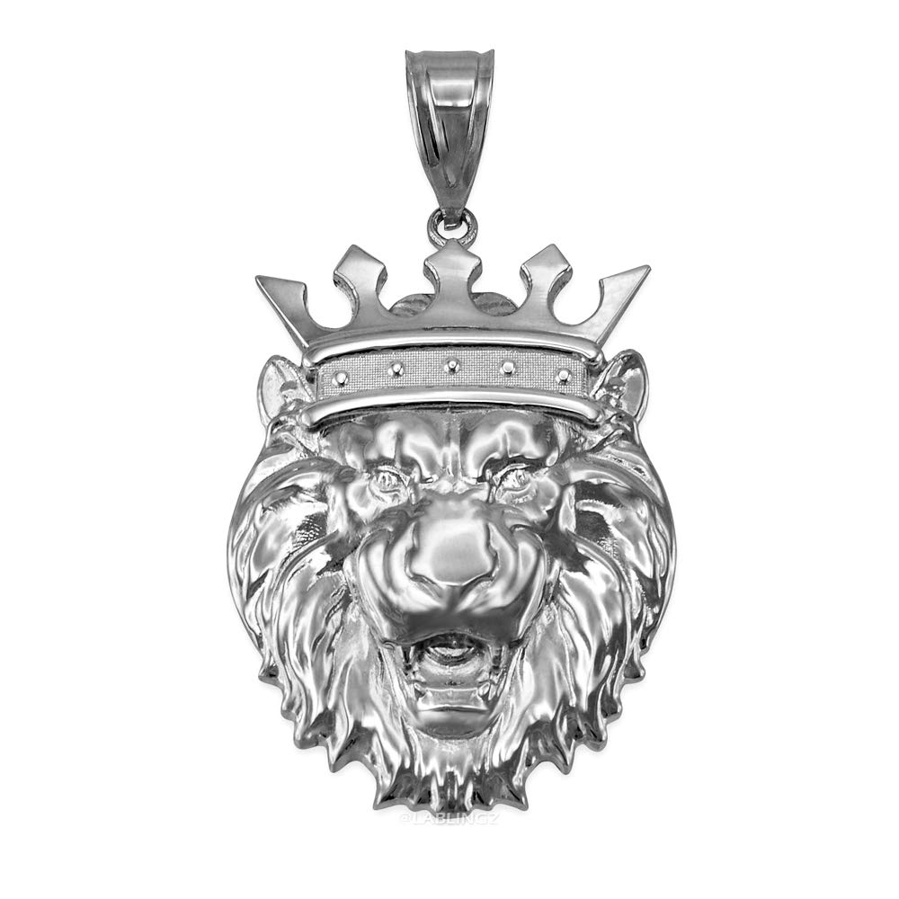 LA BLINGZ Sterling Silver Lion King Pendant (Large - 1.75")