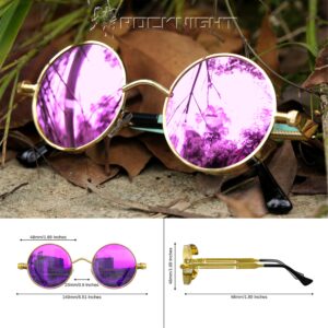 ROCKNIGHT Womens Sunglasses Round Mirrored Sunglasses for Women Polarized UV Protection Purple Vintage Sunglasses Ladies UV400 Sunglasses Gifts