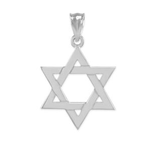 Claddagh Gold Solid 925 Sterling Silver Traditional Jewish Star of David Charm Pendant (Medium)