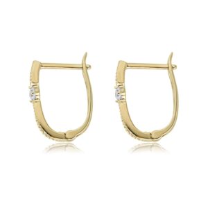 AVORA 10K Yellow Gold Simulated Diamond CZ Huggie Hoop Earrings