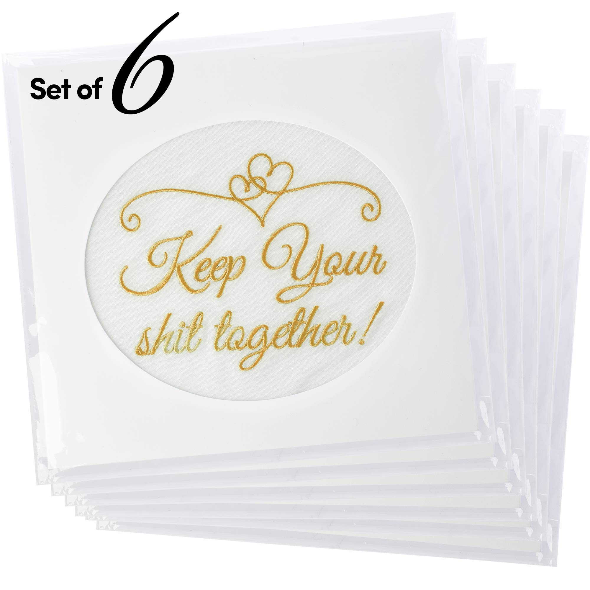 SAY HO UM Fun Wedding Handkerchiefs | Set of 6 | Keep Your Sht Together Gold