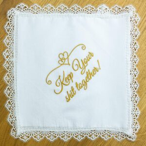 SAY HO UM Fun Wedding Handkerchiefs | Set of 6 | Keep Your Sht Together Gold