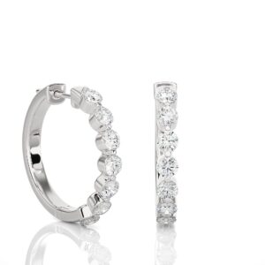 1/2 carat natural diamond essential hoop earrings for women in 14k white gold (h-i, si2-i1, cttw) by privosa fine jewelry