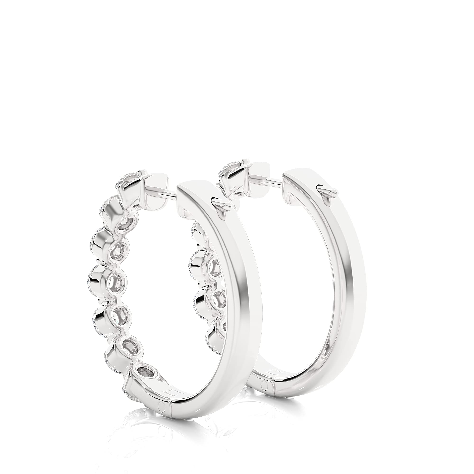 1/2 Carat Natural Diamond Essential Hoop Earrings for Women in 14k White Gold (H-I, SI2-I1, cttw) by Privosa Fine Jewelry