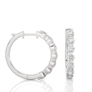 1/2 Carat Natural Diamond Essential Hoop Earrings for Women in 14k White Gold (H-I, SI2-I1, cttw) by Privosa Fine Jewelry