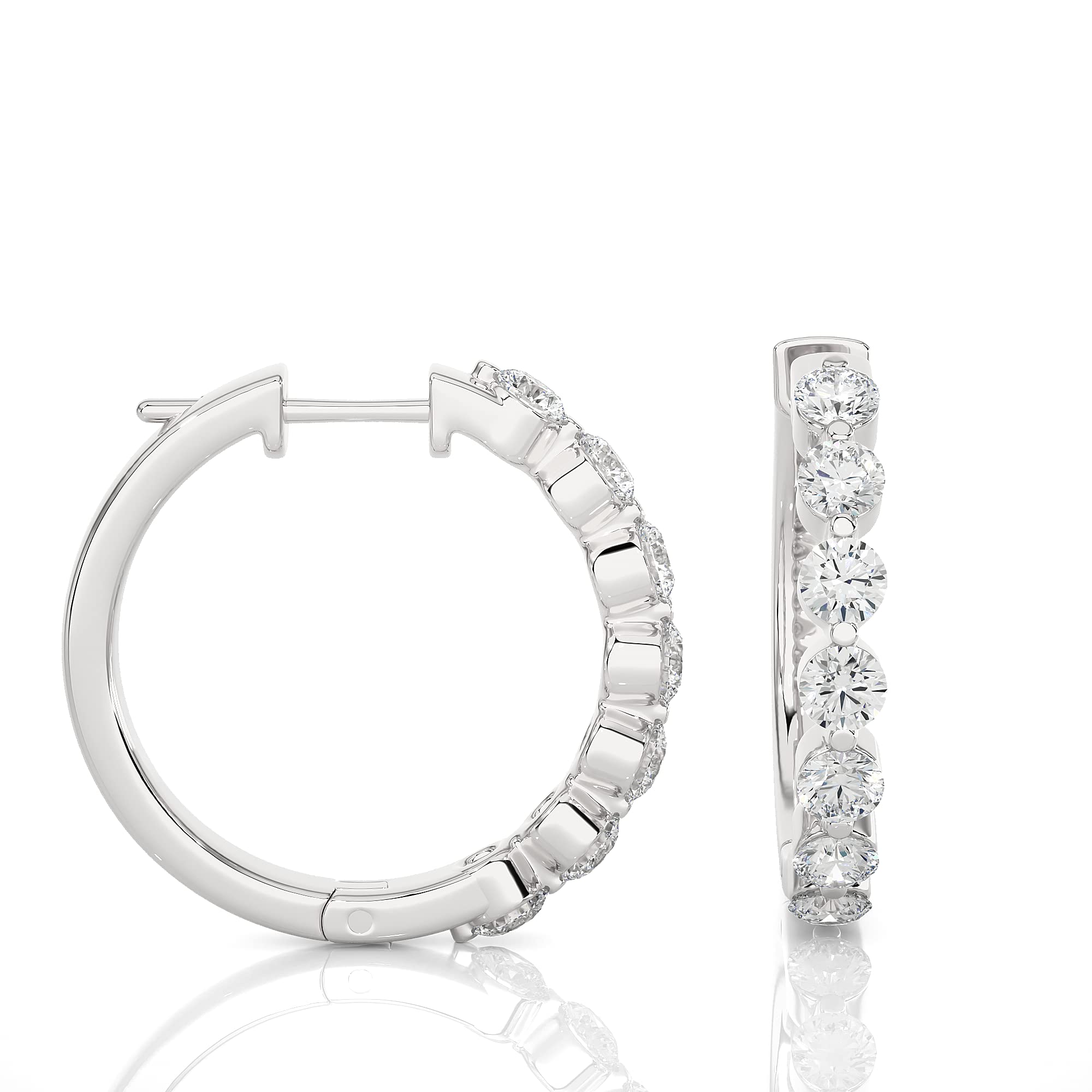 1/2 Carat Natural Diamond Essential Hoop Earrings for Women in 14k White Gold (H-I, SI2-I1, cttw) by Privosa Fine Jewelry