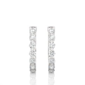 1/2 Carat Natural Diamond Essential Hoop Earrings for Women in 14k White Gold (H-I, SI2-I1, cttw) by Privosa Fine Jewelry