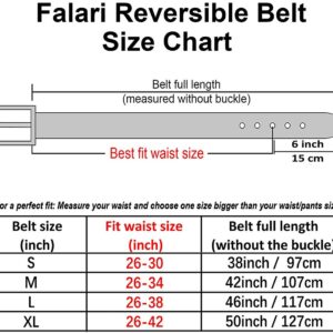 Falari Women Reversible Belt Genuine Leather Fashion Dress Belt With Single Prong Buckle 6027-NAVY-M