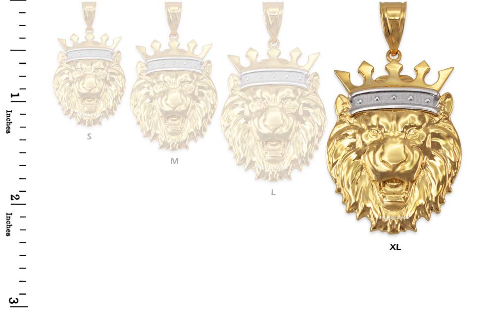 LA BLINGZ 14K Yellow Gold Lion King Pendant (S/M/L/XL) (Extra Large)